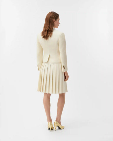 Pleated Wool Midi Skirt