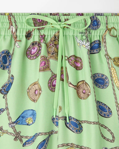 Printed Silk Twill Shorts