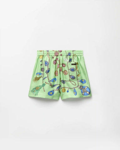 Printed Silk Twill Shorts