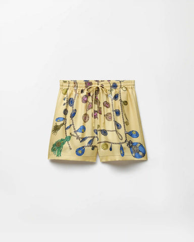 Printed Silk Twill Shorts