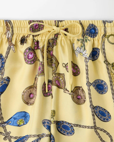 Printed Silk Twill Shorts