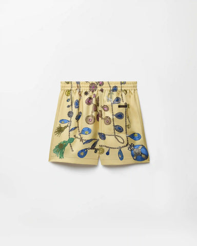 Printed Silk Twill Shorts