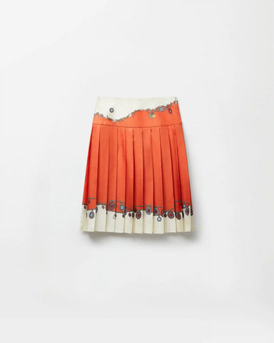 Printed Twill Silk Midi Skirt
