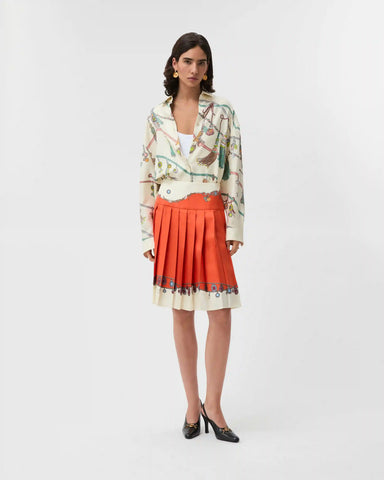 Printed Twill Silk Midi Skirt