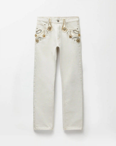 Embroidered Straight Jeans