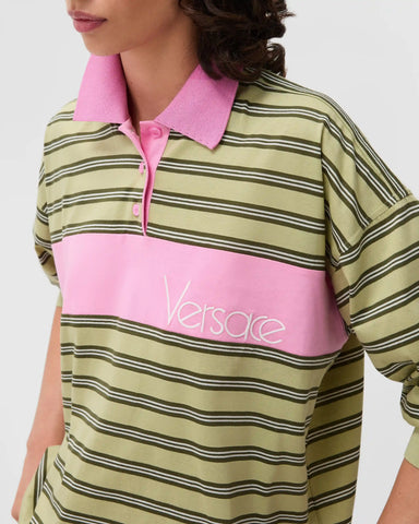Embroidered-Logo Striped-Intarsia Cotton Polo