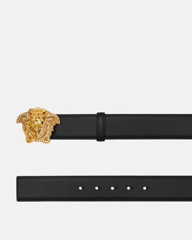 La Medusa Embellished Leather Belt 4 cm