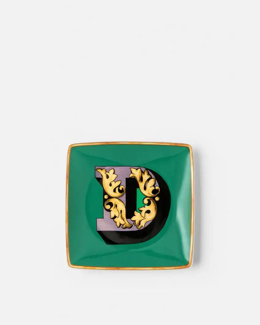Versace Alphabet D Small Square Plate 12 cm
