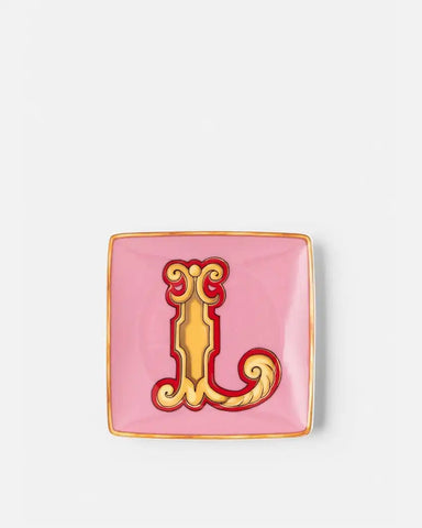 Versace Alphabet L Small Square Plate 12cm