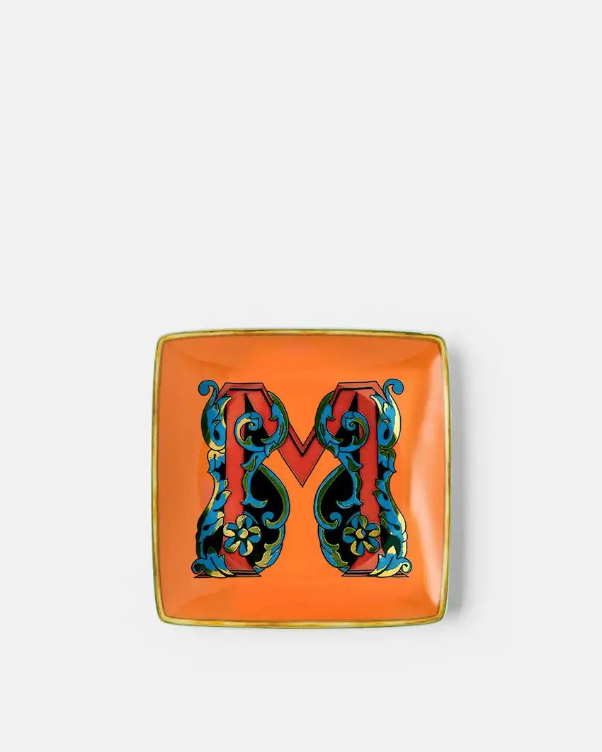 Versace Alphabet M Small Square Plate 12 cm