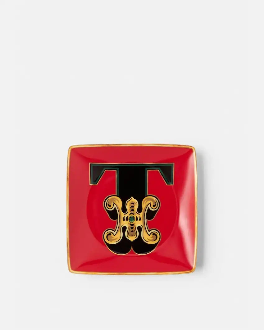 Versace Alphabet T Small Square Plate 12 cm