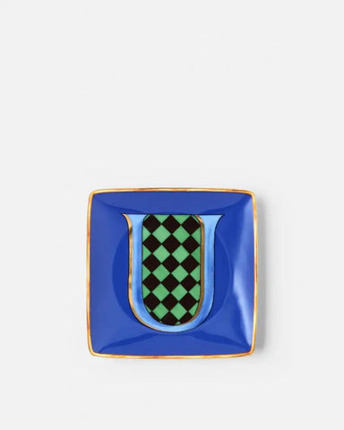 Versace Alphabet U Small Square Plate 12 cm