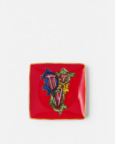 Versace Alphabet V Small Square Plate 12 cm